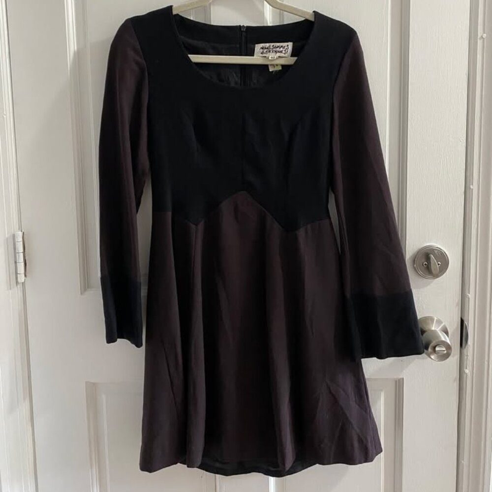 Vintage Italian Brown & Black Wool Mini Dress